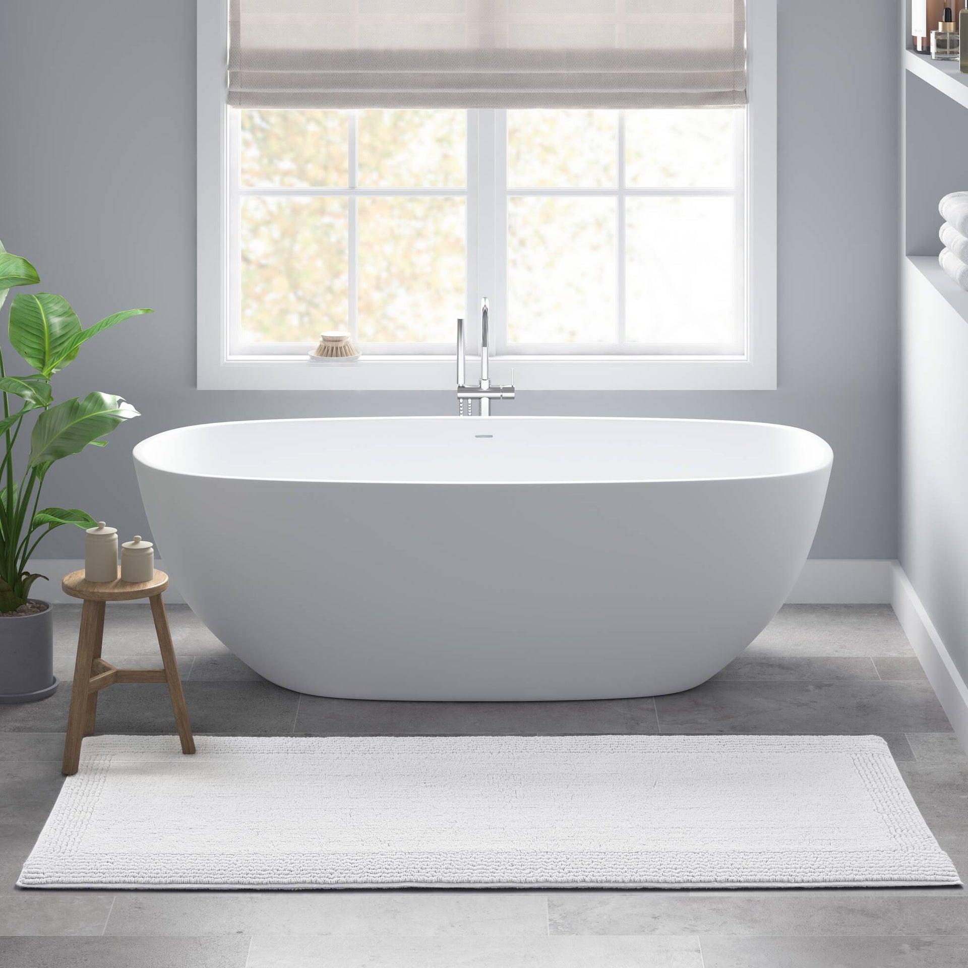 1 PCS 24x60" 100% Cotton Tufted 3000 GSM Reversible Bath Rug White