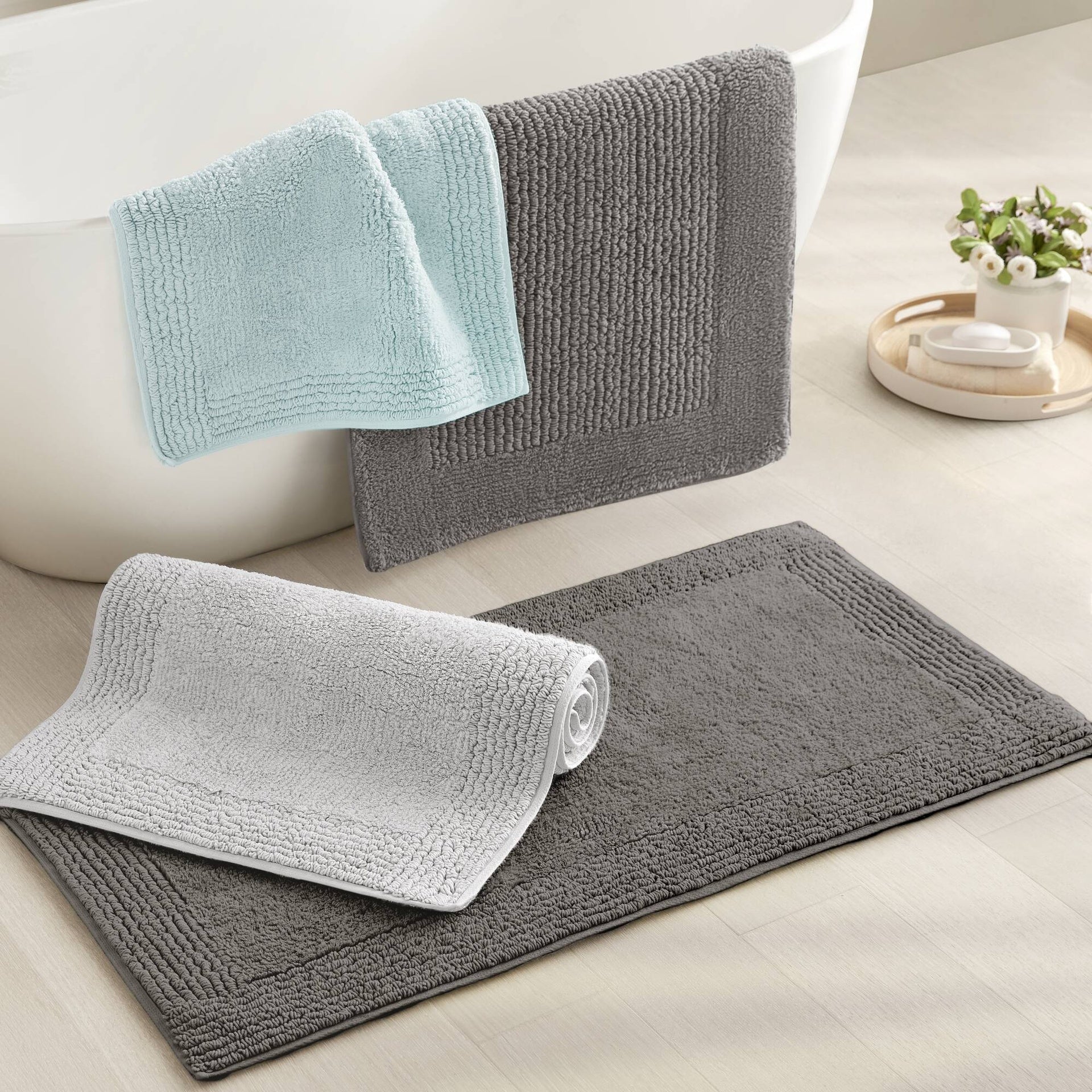 1 PCS 24x60" 100% Cotton Tufted 3000 GSM Reversible Bath Rug White