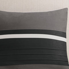 7 PC Pieced Faux Suede Comforter Set Black Queen