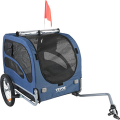 Dog Bike Trailer, Supports up to 100 lbs, Pet Cart Bicycle Carrier, Easy Folding Frame with Quick Release Wheels, Universal Bicycle Coupler, Reflectors, Flag, Collapsible to Store, Blue/Black