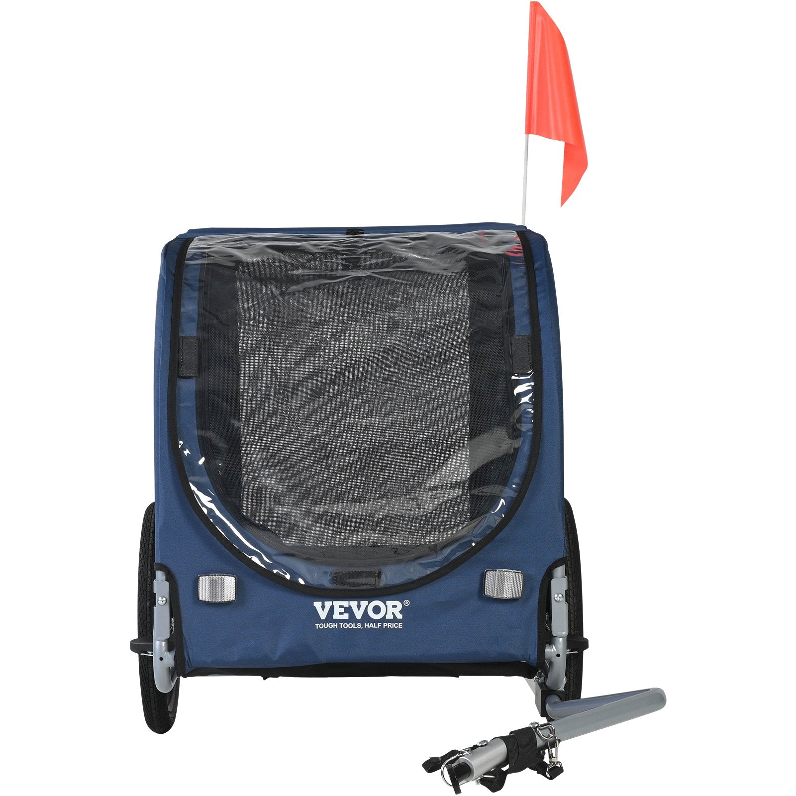 Dog Bike Trailer, Supports up to 100 lbs, Pet Cart Bicycle Carrier, Easy Folding Frame with Quick Release Wheels, Universal Bicycle Coupler, Reflectors, Flag, Collapsible to Store, Blue/Black