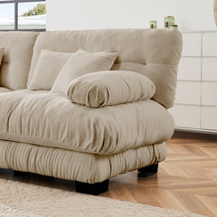 3-Seater Sectional Sofa Modular Deep Seat Sofa Couch , Chenille Sofa Soft Comfy Upholstered Furniture for Living Room, Apartment, Studio, Office,Chenille Light coffee