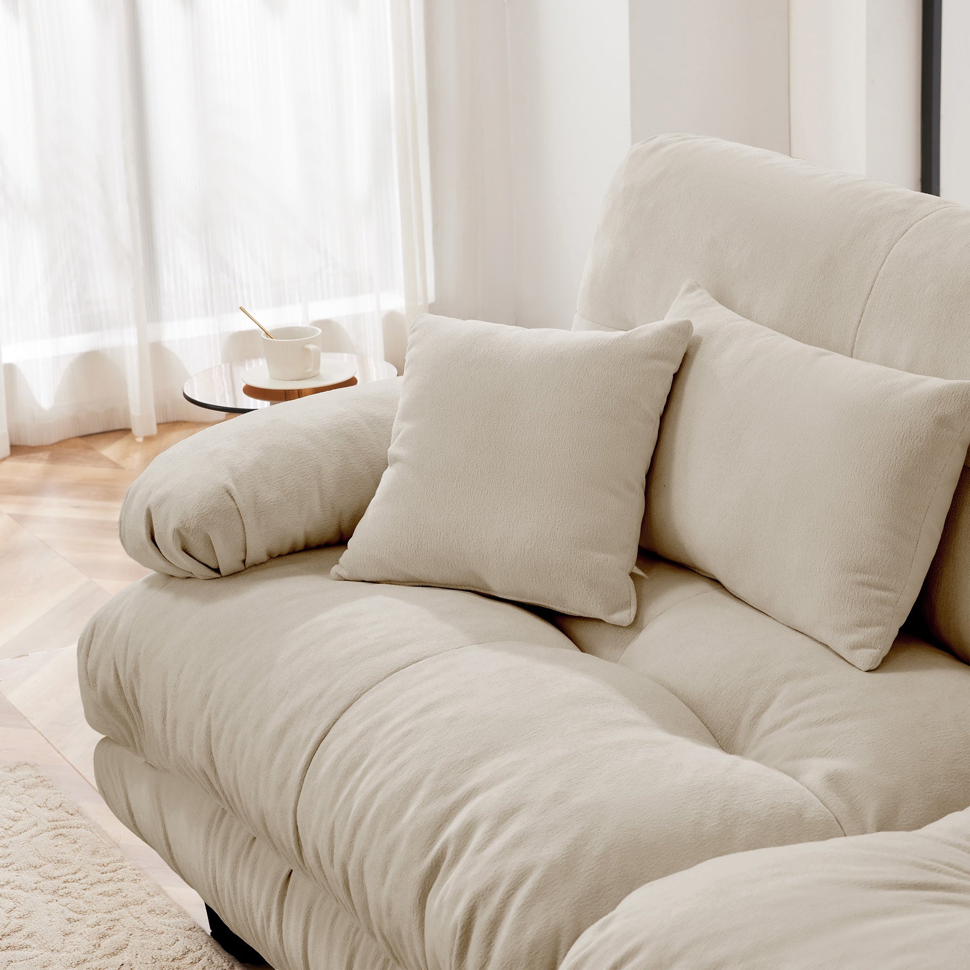 Luxury Modular Sectional Sofa Couch,Oversized L Shaped Cloud Couch for Living Room,Deep Seat Sofa Couch with Convertible Ottoman,Chenille Light coffee