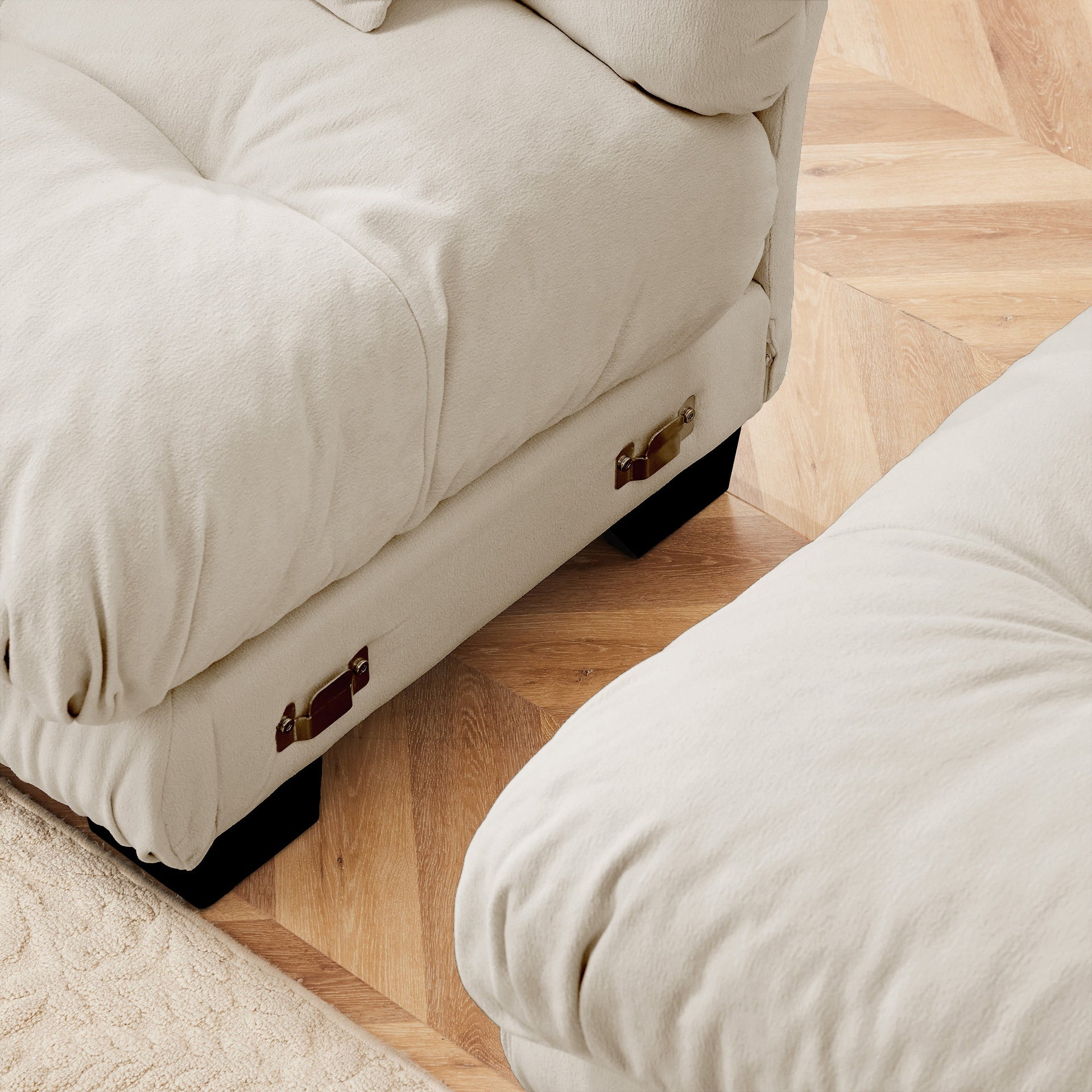 Luxury Modular Sectional Sofa Couch,Oversized L Shaped Cloud Couch for Living Room,Deep Seat Sofa Couch with Convertible Ottoman,Chenille Light coffee