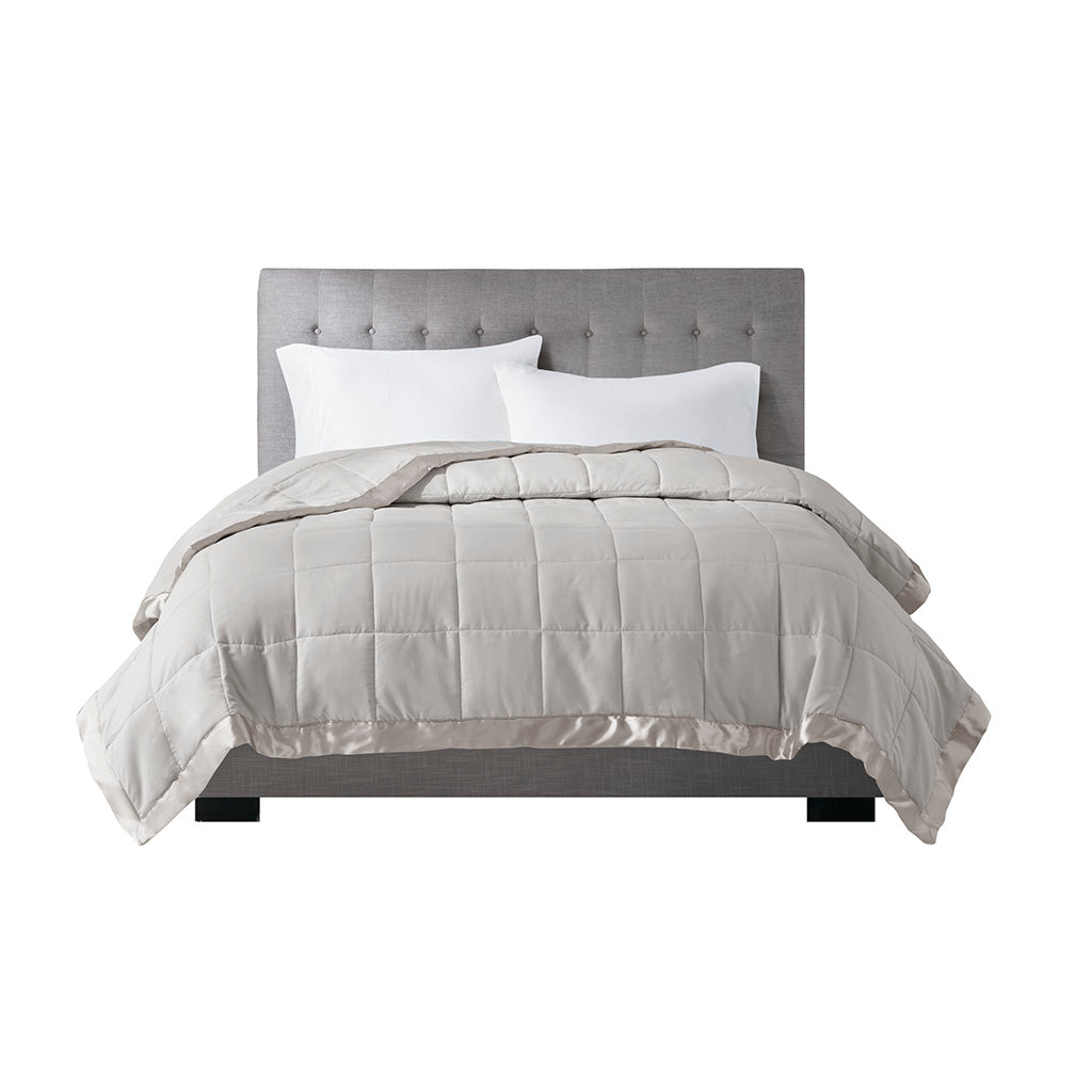 Lightweight Down Alternative Blanket with Satin Trim Grey King
