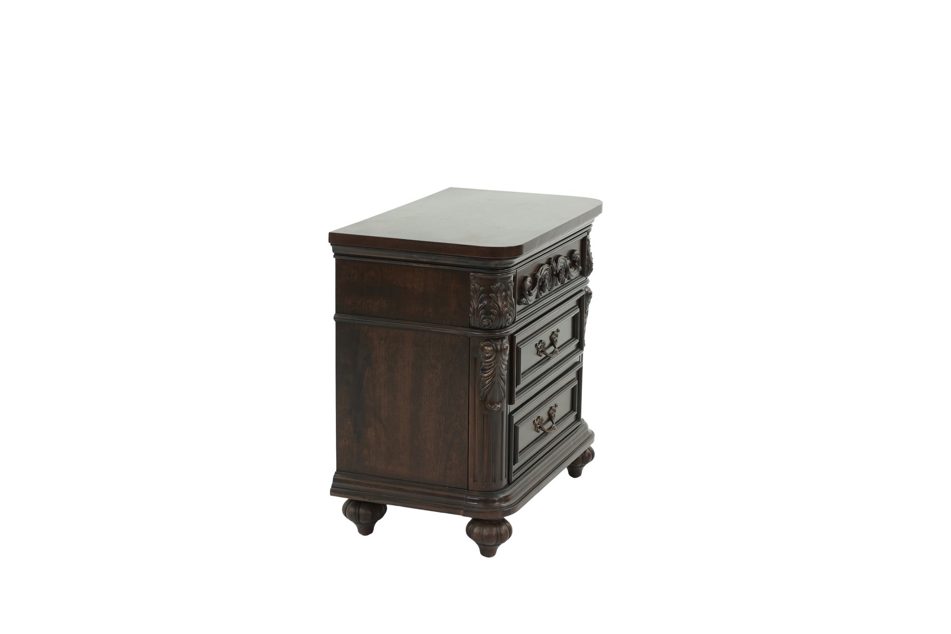 Traditional Antique Walnut 1pc Nightstand Bedroom Furniture Cherry Veneer 2-Drawers Hanging Pull Bedside Table