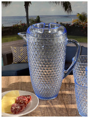 2.5 Quarts Water Pitcher with Lid, Diamond Cut Unbreakable Plastic Pitcher, Drink Pitcher, Juice Pitcher with Spout BPA Free