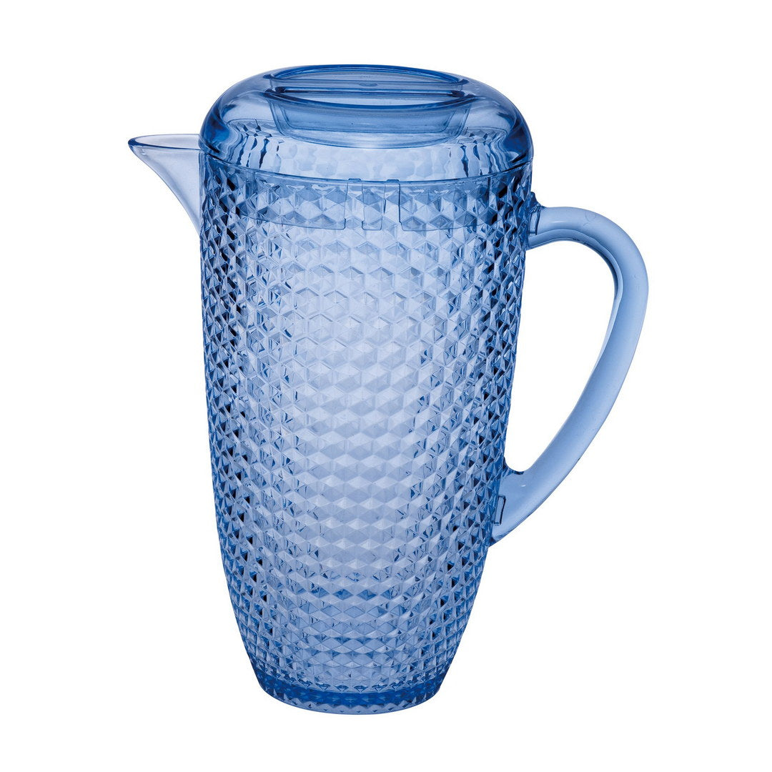 2.5 Quarts Water Pitcher with Lid, Diamond Cut Unbreakable Plastic Pitcher, Drink Pitcher, Juice Pitcher with Spout BPA Free