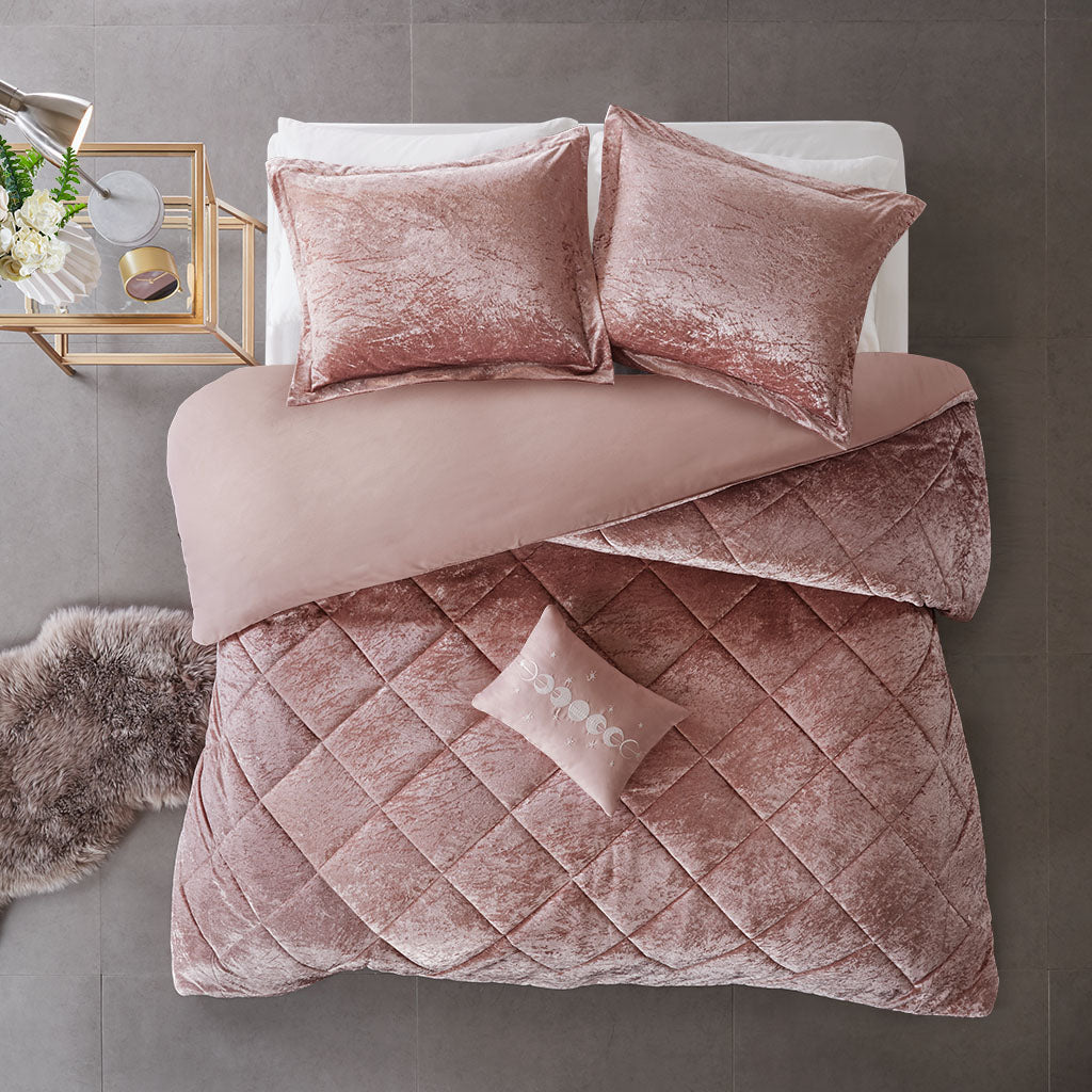 Full/Queen Velvet Duvet Cover Set with Throw Pillow
