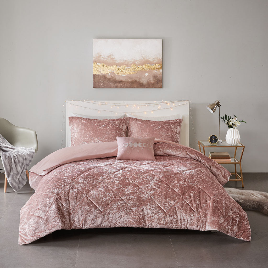 Full/Queen Velvet Duvet Cover Set with Throw Pillow