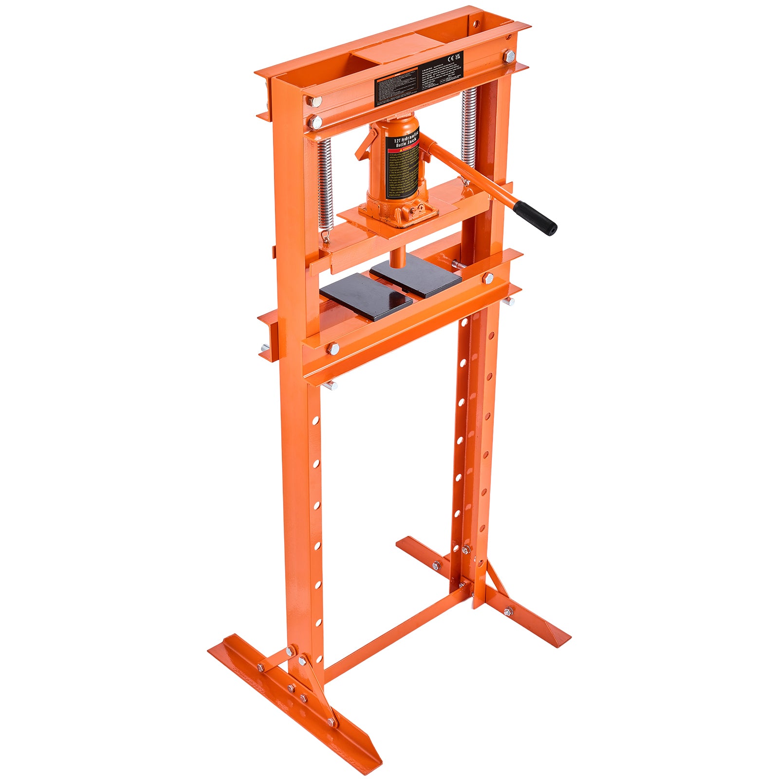 Hydraulic Shop Press, 12 Ton H-Frame Hydraulic Garage/Shop Floor Press, Adjustable Shop Press with Press Plates, Heavy Duty Hydraulic Press for Garage, Shop, Workshop