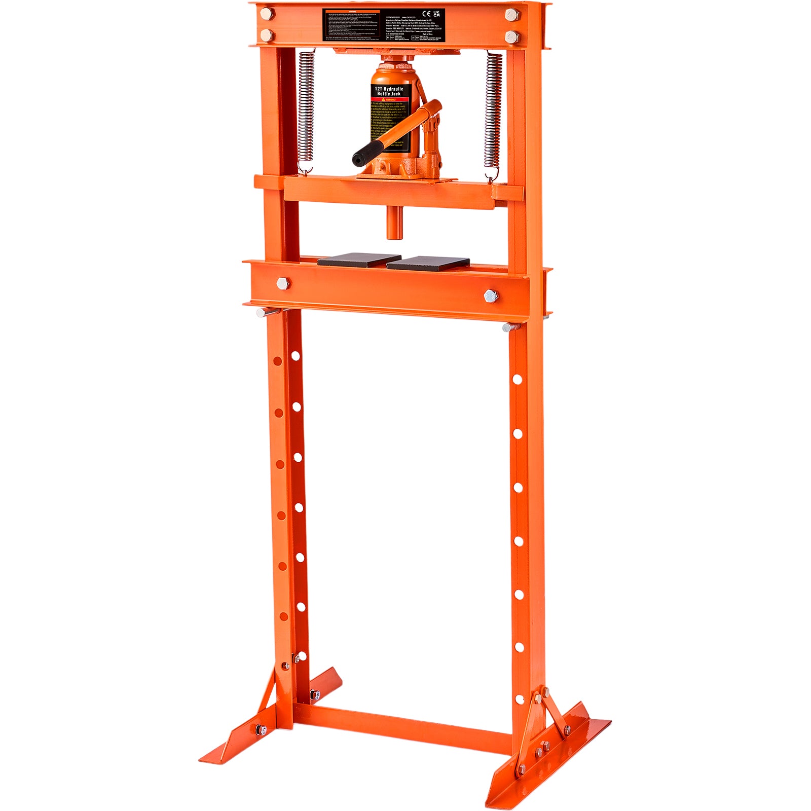 Hydraulic Shop Press, 12 Ton H-Frame Hydraulic Garage/Shop Floor Press, Adjustable Shop Press with Press Plates, Heavy Duty Hydraulic Press for Garage, Shop, Workshop