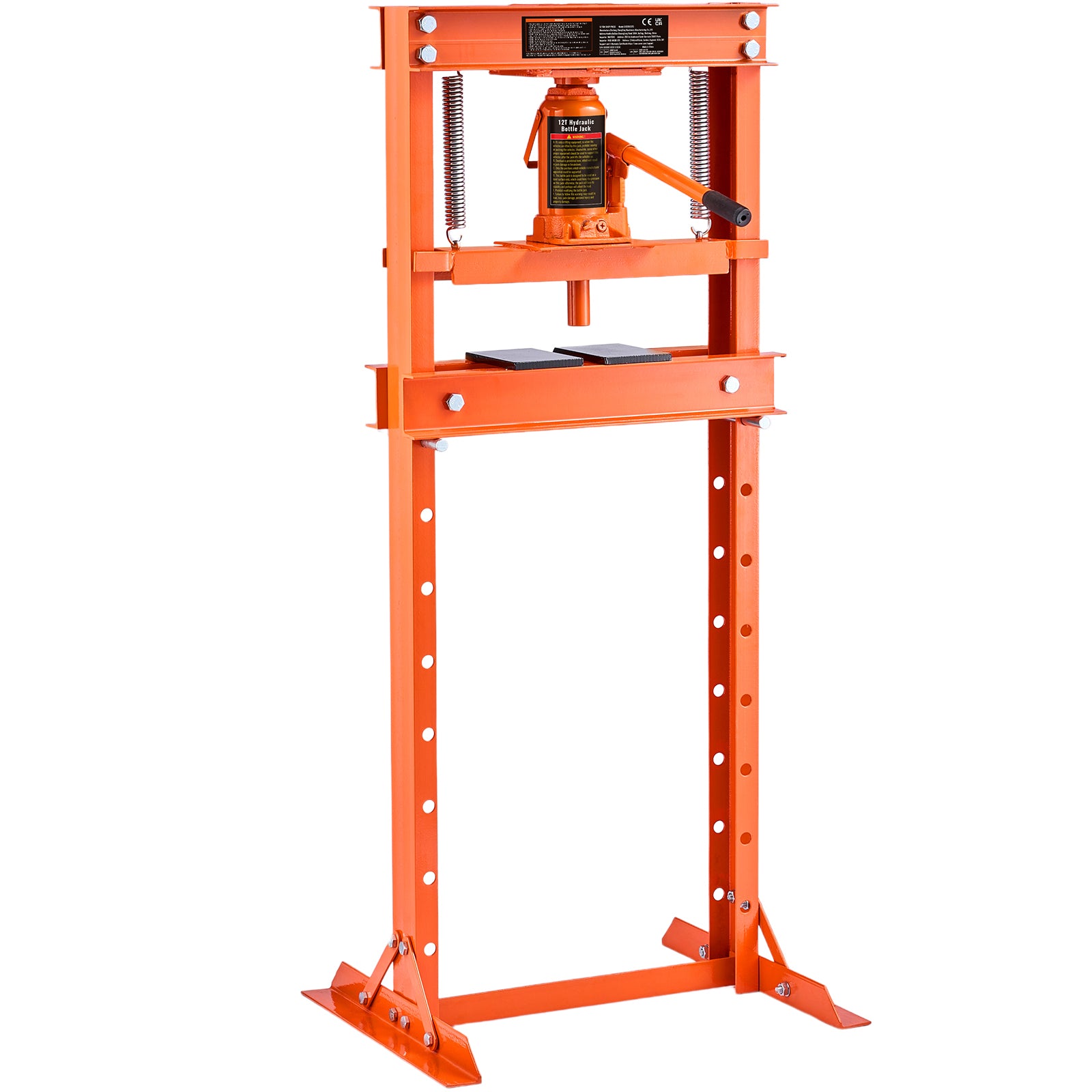 Hydraulic Shop Press, 12 Ton H-Frame Hydraulic Garage/Shop Floor Press, Adjustable Shop Press with Press Plates, Heavy Duty Hydraulic Press for Garage, Shop, Workshop