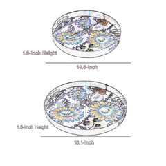 2 Piece Round Decorative Tray, Plastic Frame, Black and White Plaid Print