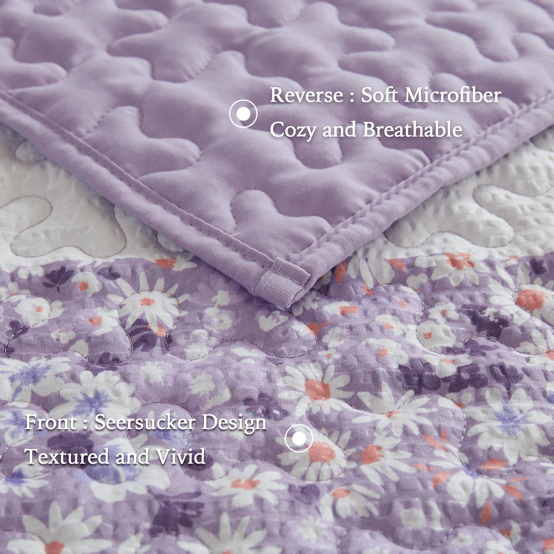 4 PCS King/Cal King Seersucker Quilt Set with Throw