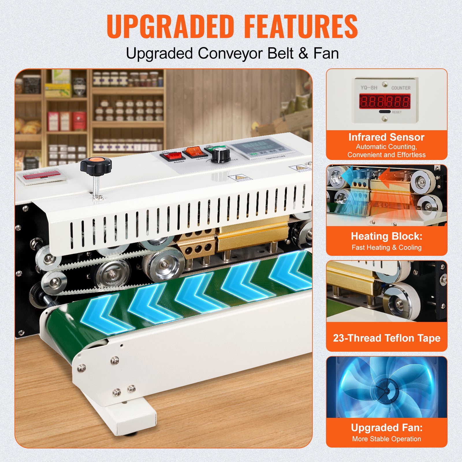 Continuous Bag Band Sealing Machine Horizontal Band Sealer Count Function