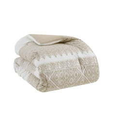 3 Piece Cotton Comforter Set with Chenille Tufting Taupe King/Cal King