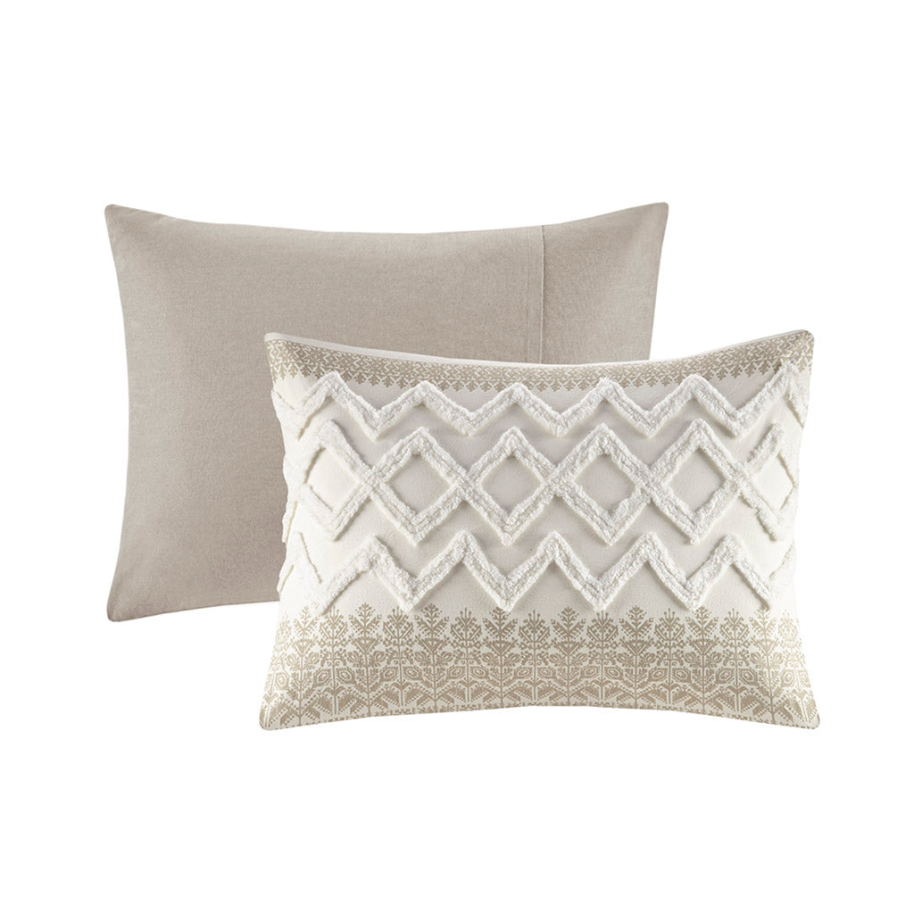 3 Piece Cotton Comforter Set with Chenille Tufting Taupe King/Cal King