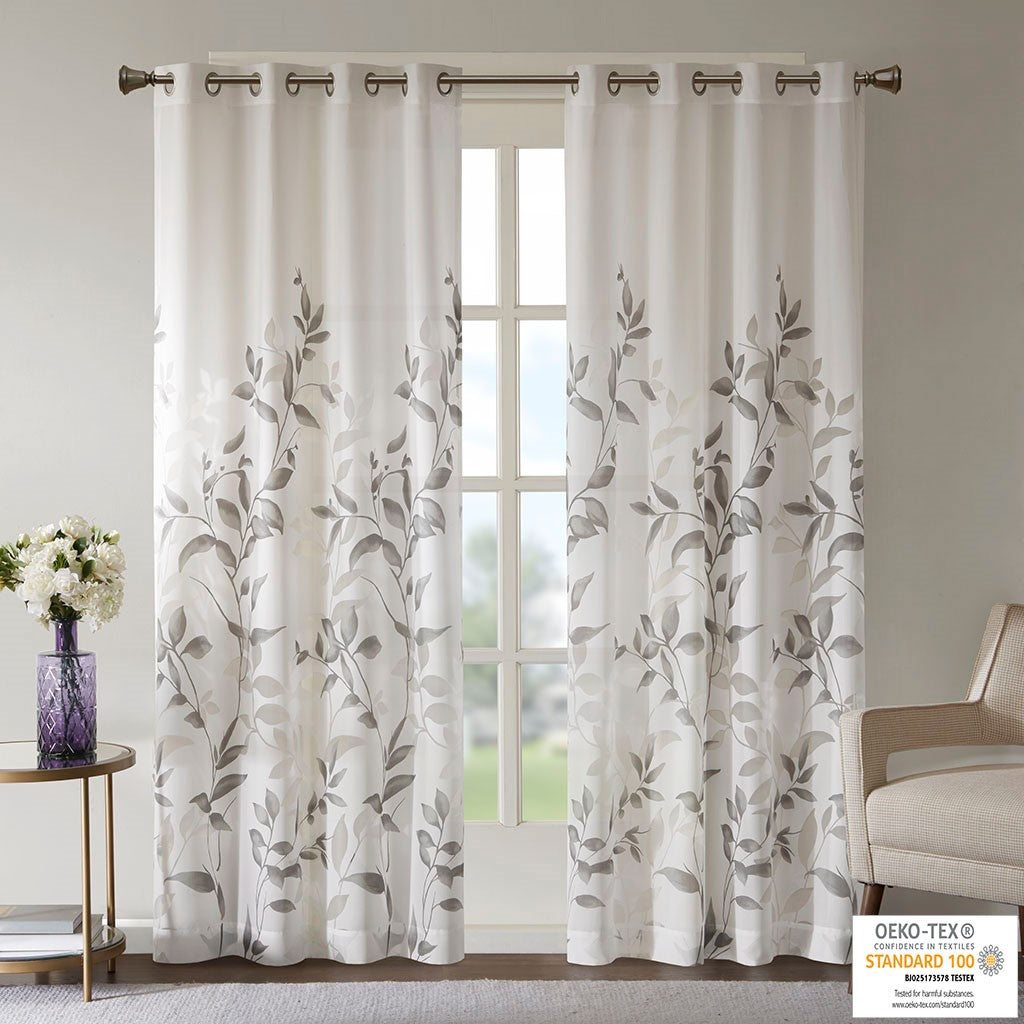 Burnout Printed Curtain Panel Pair(2 Pcs Window Panels)