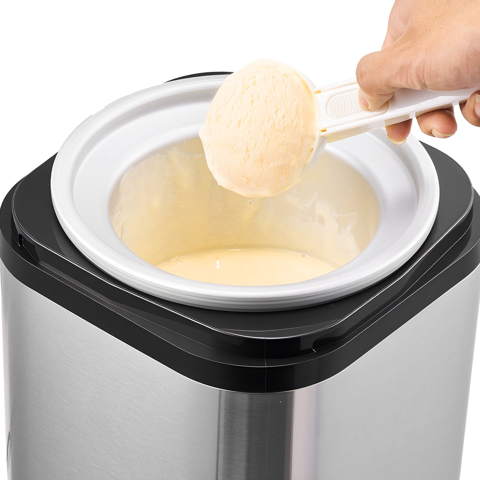 Ice Cream Maker, 2.11 Qt. Large Capacity, Electric Automatic Ice-Cream Machine, with Easy Operation & Cleaning, Stainless Steel Shell, for Homemade Frozen Yogurt, Fruit Sorbet, Gelato, Silver
