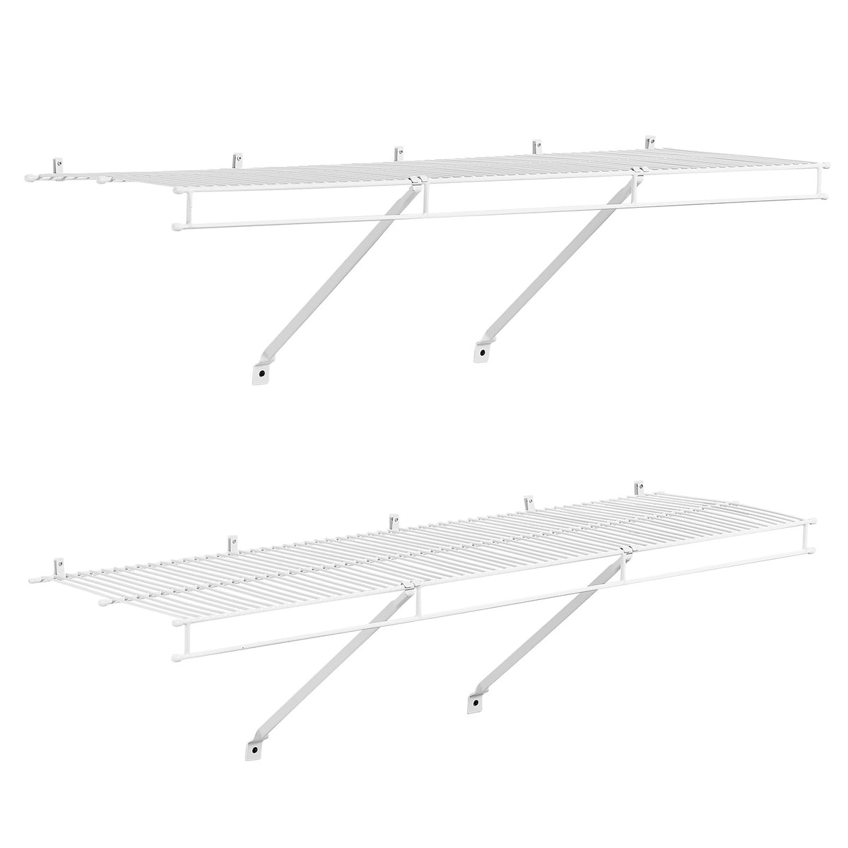 Wire Shelf Kit, 4 ft, Set of 2, Wall Mounted Wire Shelves, Heavy-Duty Carbon Steel Hanging Shelf, Floating Wall Storage Shelves with Dip Coating, for Closet, Bedroom, Living Room, Office, Pantry