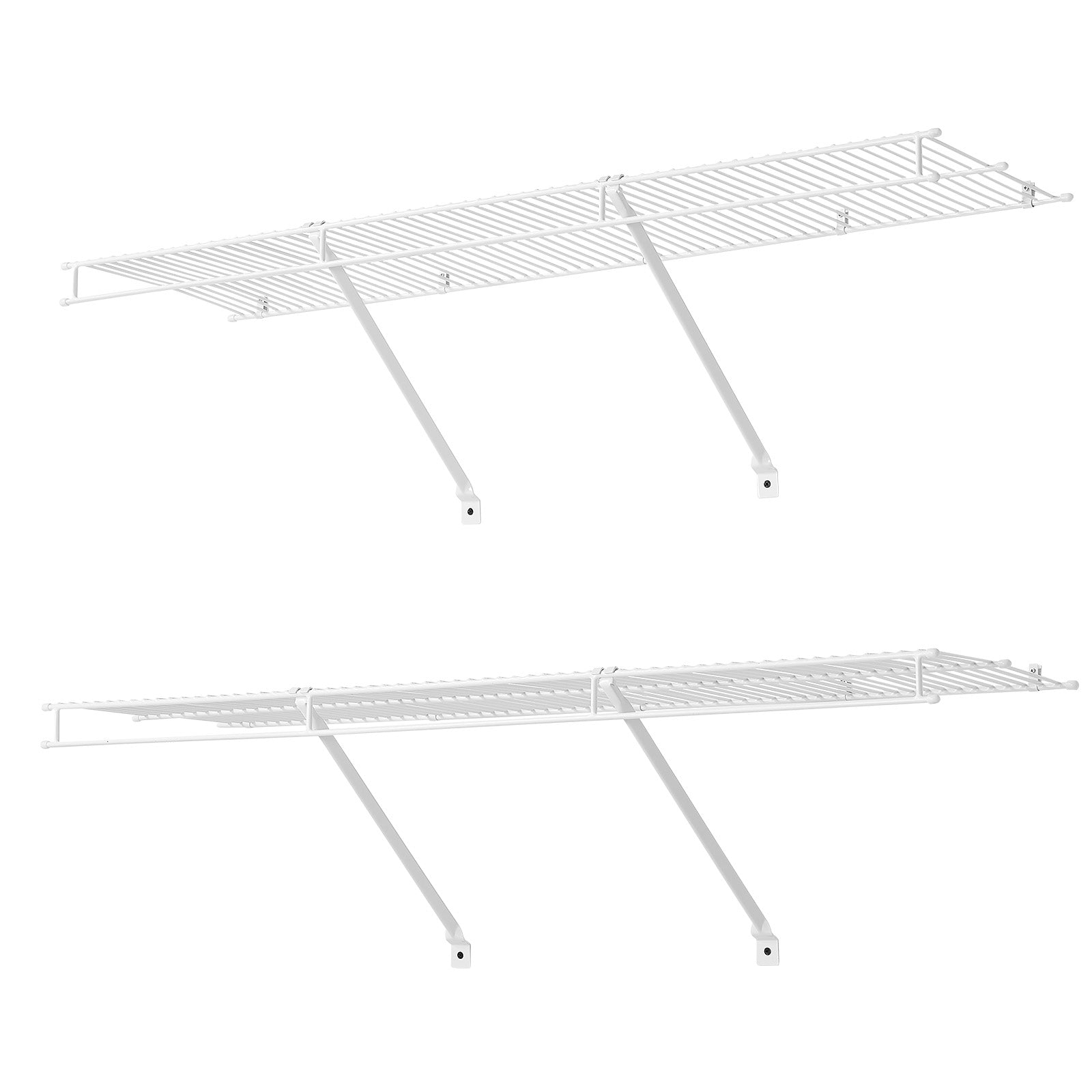 Wire Shelf Kit, 4 ft, Set of 2, Wall Mounted Wire Shelves, Heavy-Duty Carbon Steel Hanging Shelf, Floating Wall Storage Shelves with Dip Coating, for Closet, Bedroom, Living Room, Office, Pantry