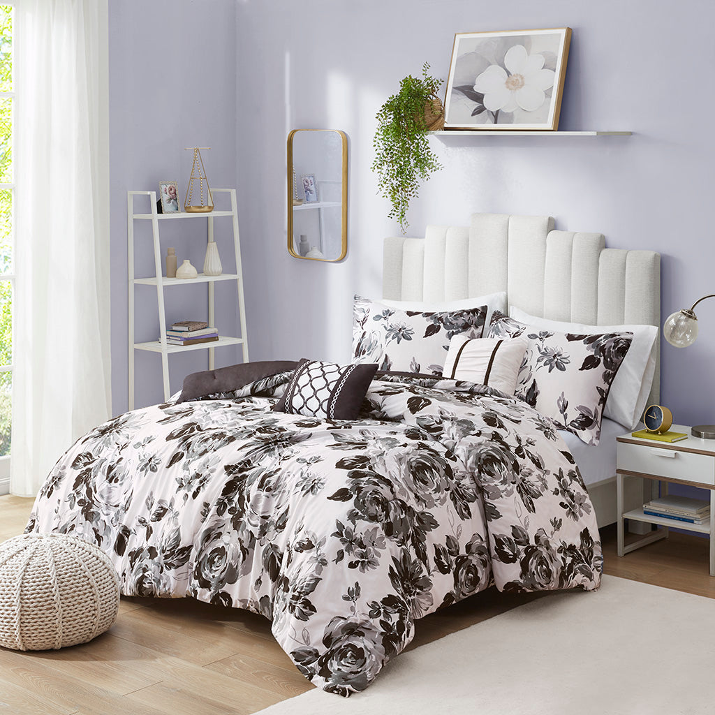 King/Cal King Floral Print Comforter Set
