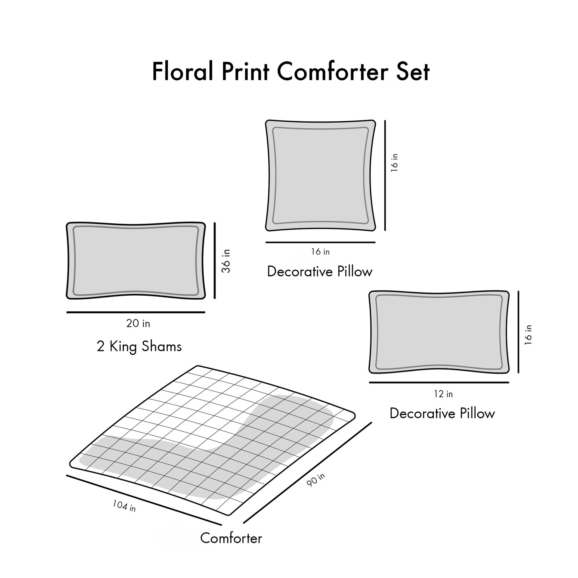 King/Cal King Floral Print Comforter Set