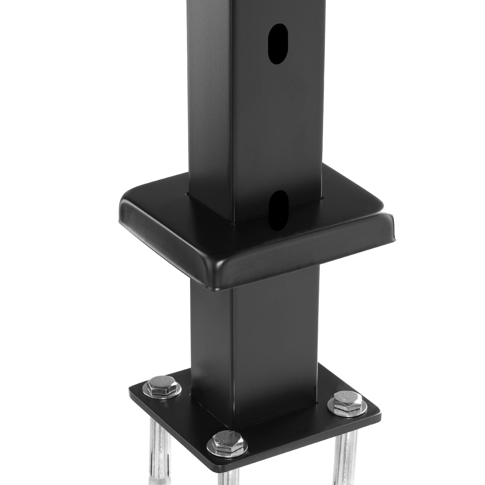 Cable Railing Post, 42x2x2 Inch Stair Railing Post, with Pre-Drilled 30° Angled Holes, Stainless Steel Cable Rail Post with Horizontal and Curved Bracket, 1-Pack, Black, 1JZLGZXHS106W3XAA001V0