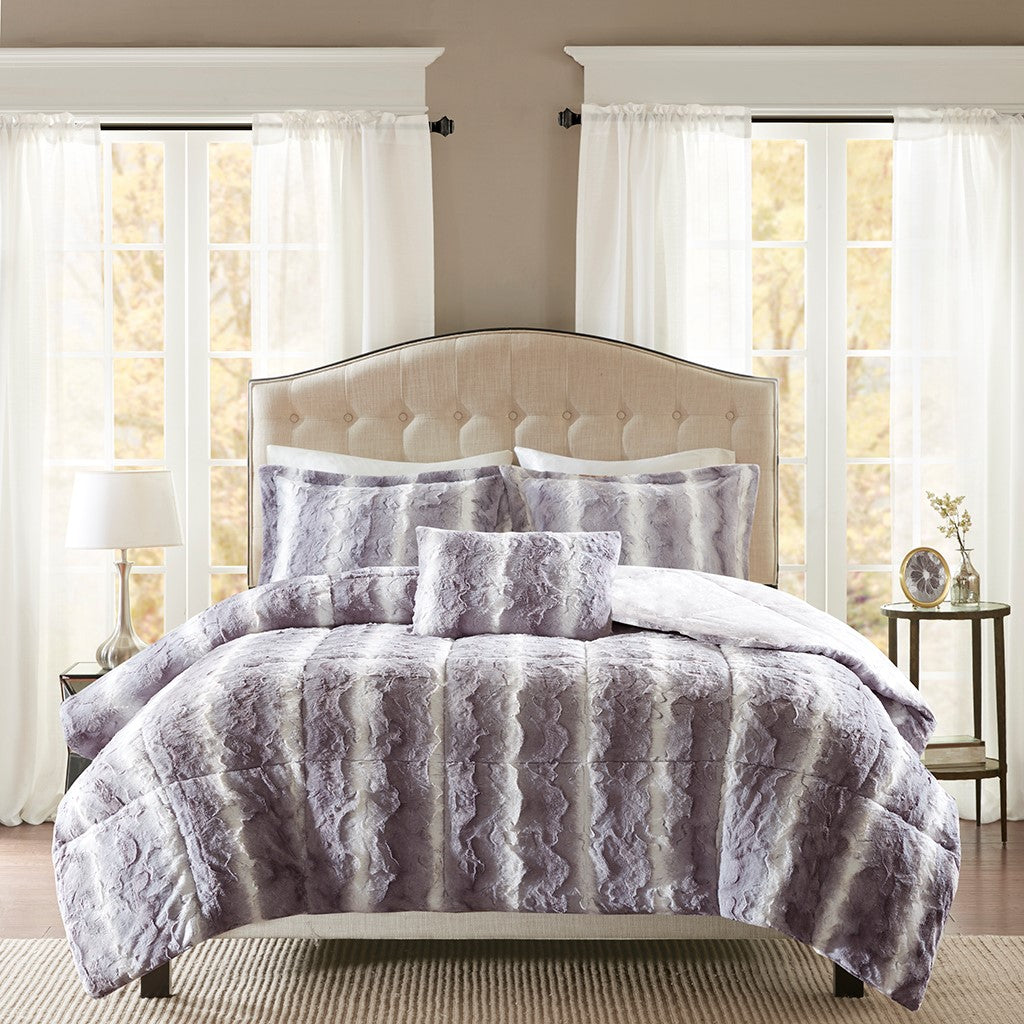 King 4PC Faux Fur Comforter Set