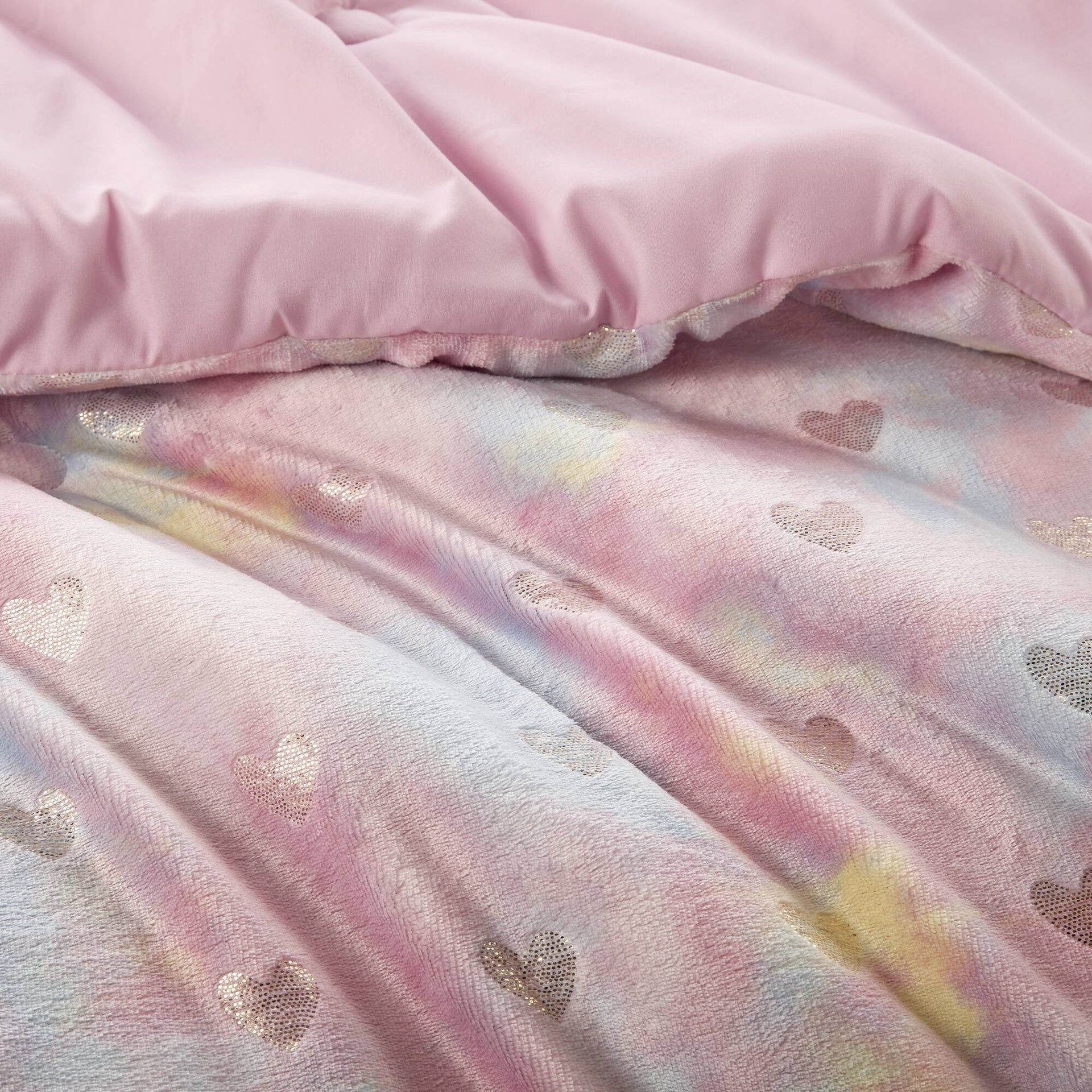 Metallic Printed Plush Comforter Set with Throw Pillow Twin/Twin XL