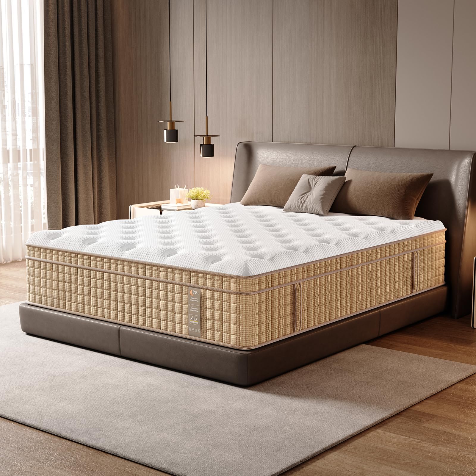 14 Inch King Hybrid Mattress with Independently Encased Springs & Gel Memory Foam, Medium-Firm, Fiberglass-Free, CertiPUR-US Certified, Mattress in a Box