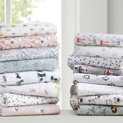 3-Piece Twin 100% Cotton Flannel Pigment Printed Sheet Set,Tree Block