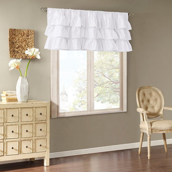 Cotton Oversized Ruffle Valance White 50x18"