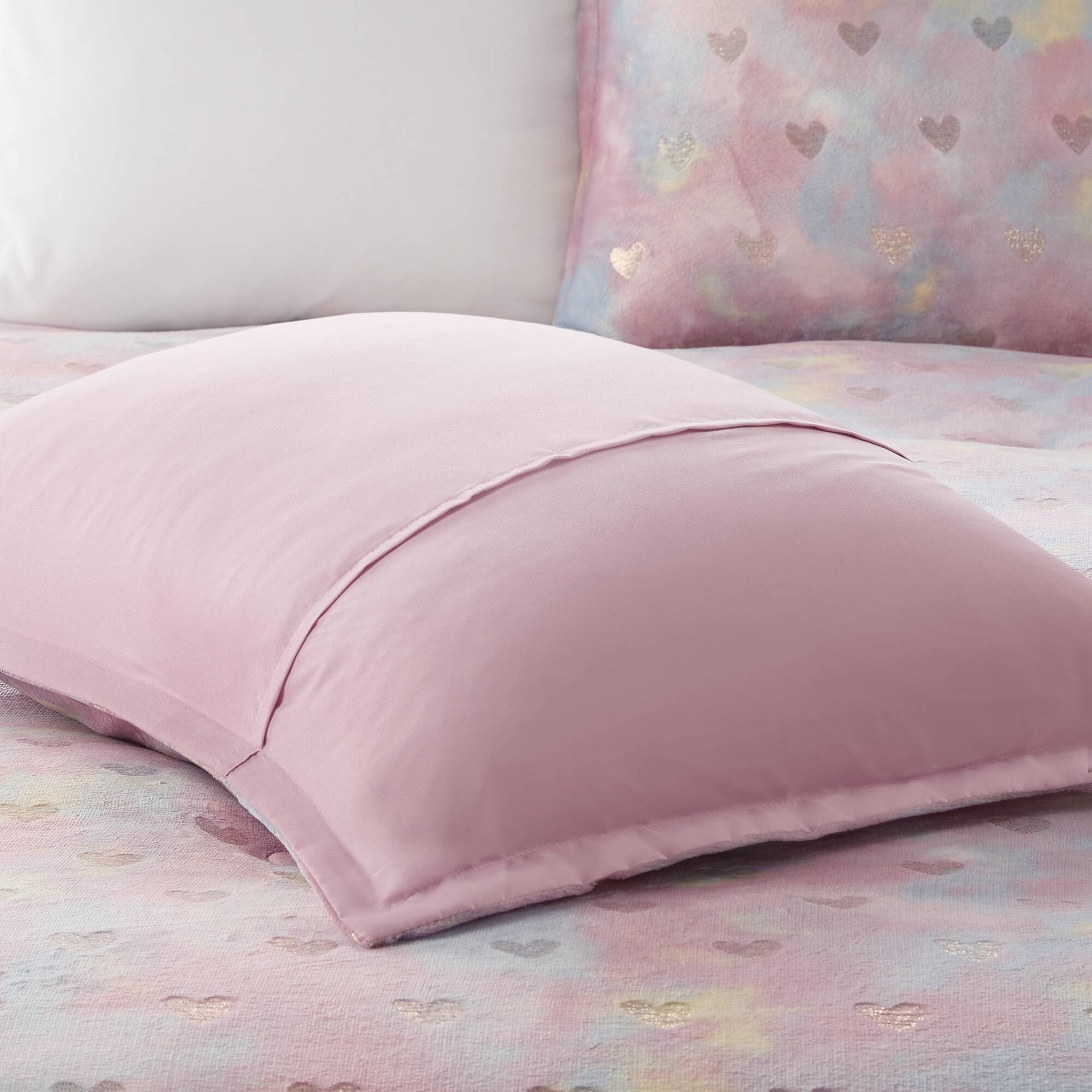 Metallic Printed Plush Comforter Set with Throw Pillow Full/Queen