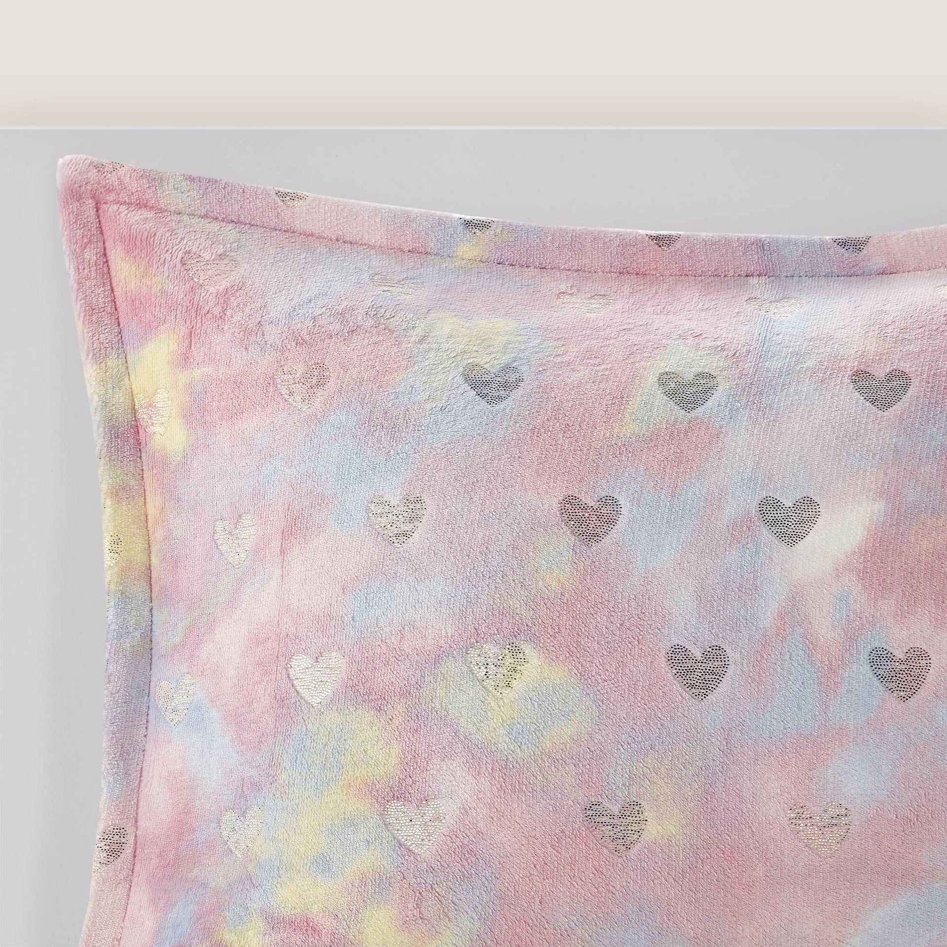 Metallic Printed Plush Comforter Set with Throw Pillow Full/Queen