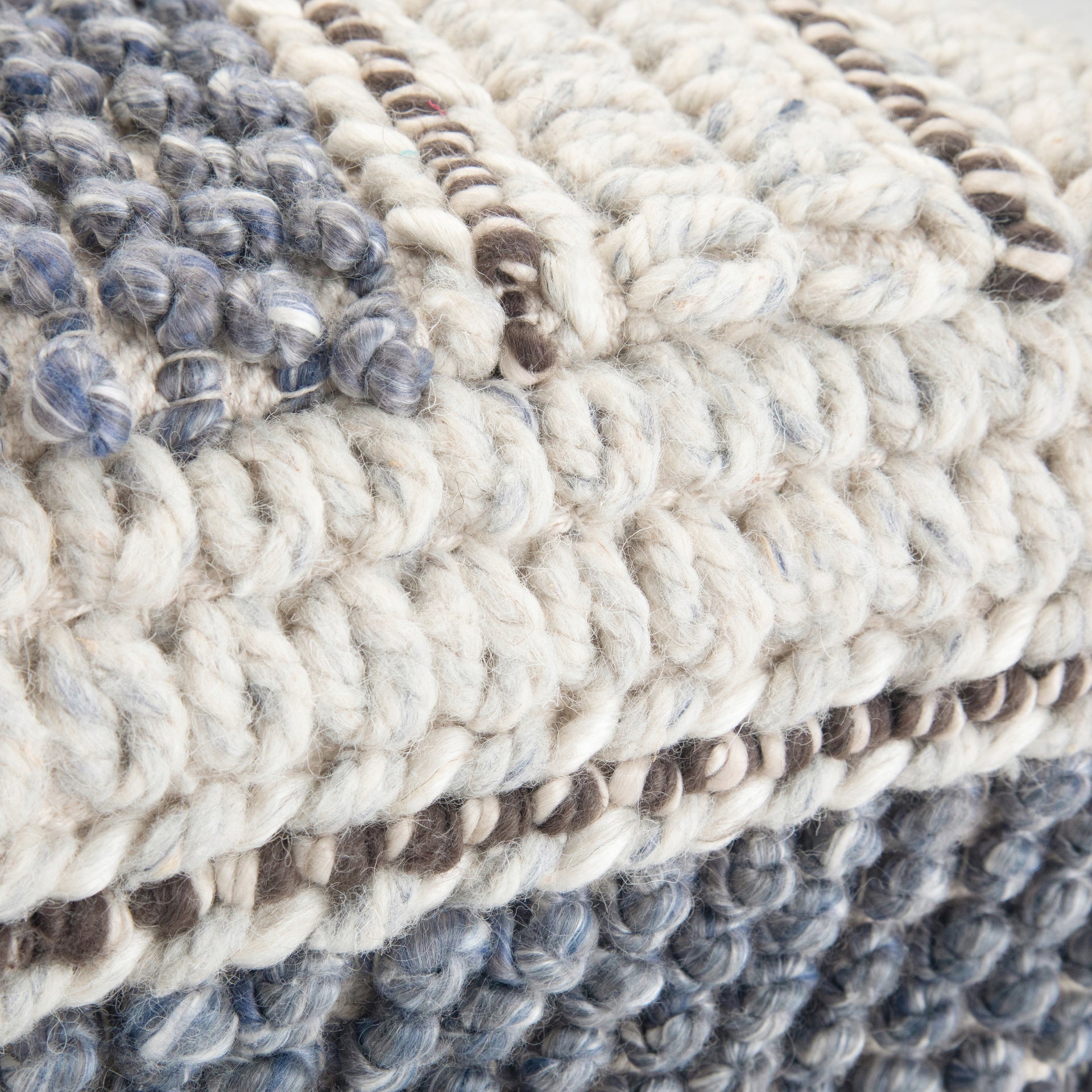 Grady - Square Pouf - Blue / Natural