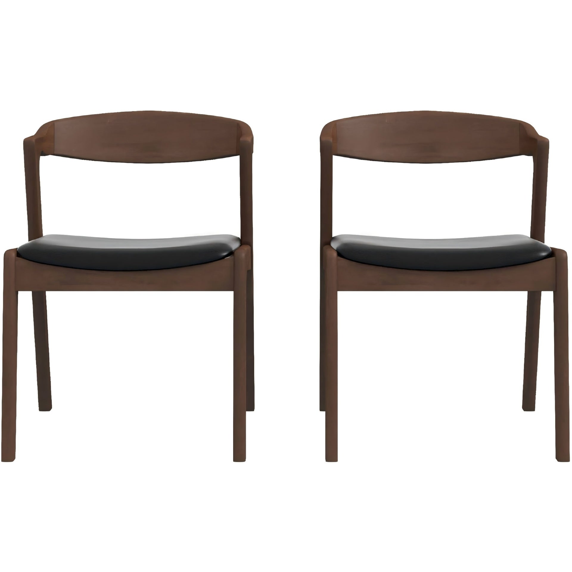 Dakota  Solid Wood Black Leather Dining Chair (Set Of 2)