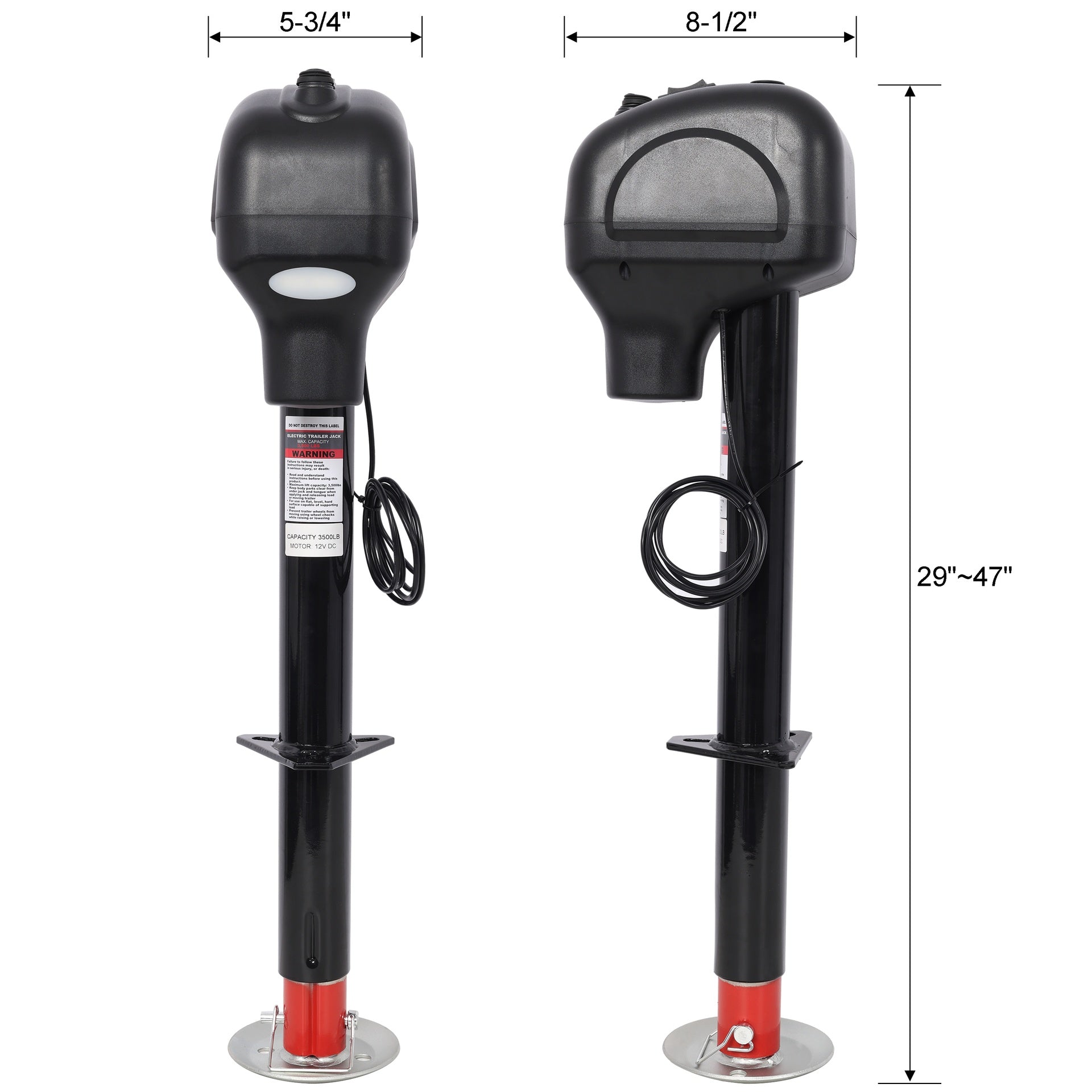 3500lbs Electric Power Tongue Jack for RV Trailer & Camper w/waterproof cover 12V DC