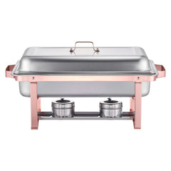8 Qt 2 Pack Rectangle Chafing Dish Buffet Set Full Size Pan Stainless Steel