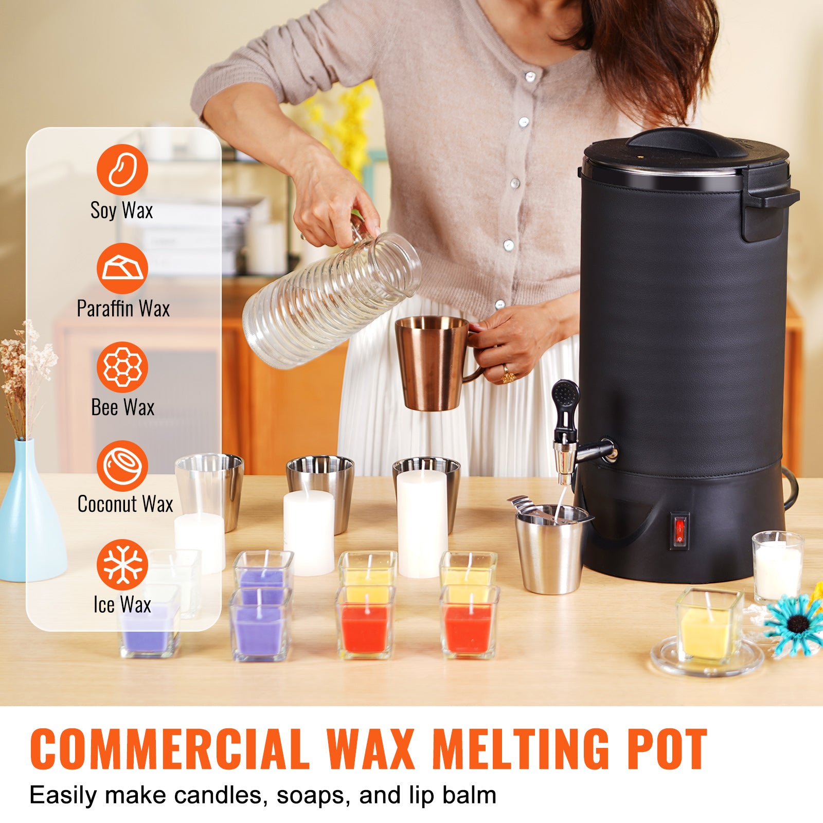 10 L Wax Melter for Candle Making, Extra Large Electric Wax Melting Pot, with Easy Pour Spout and 9-level Temp Control, Easy Clean for Candle Soap Cream Beauty Bulk Production Business or Home