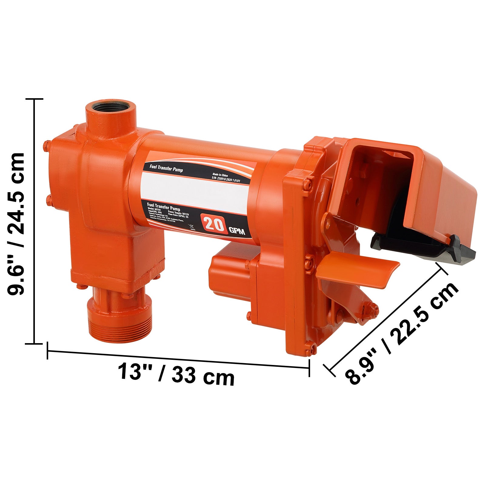 Fuel Transfer Pump, 12V DC 20 GPM 1/4 HP, Gasoline Extractor Pump with Automatic Nozzle, Discharge Hose & Suction Pipe for Gasoline, Diesel, Kerosene, Ethanol & Methanol Blends, and Biodiesel