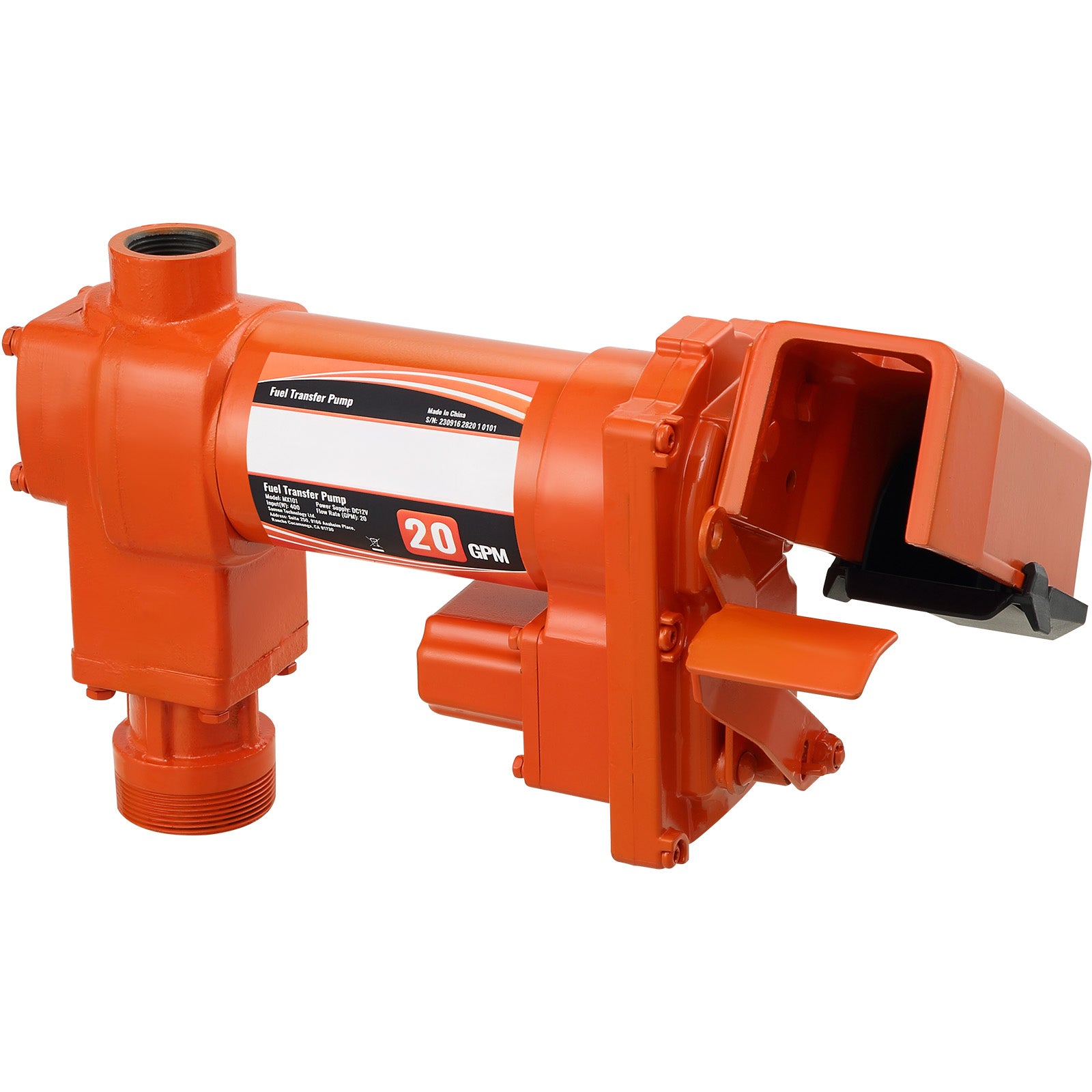 Fuel Transfer Pump, 12V DC 20 GPM 1/4 HP, Gasoline Extractor Pump with Automatic Nozzle, Discharge Hose & Suction Pipe for Gasoline, Diesel, Kerosene, Ethanol & Methanol Blends, and Biodiesel