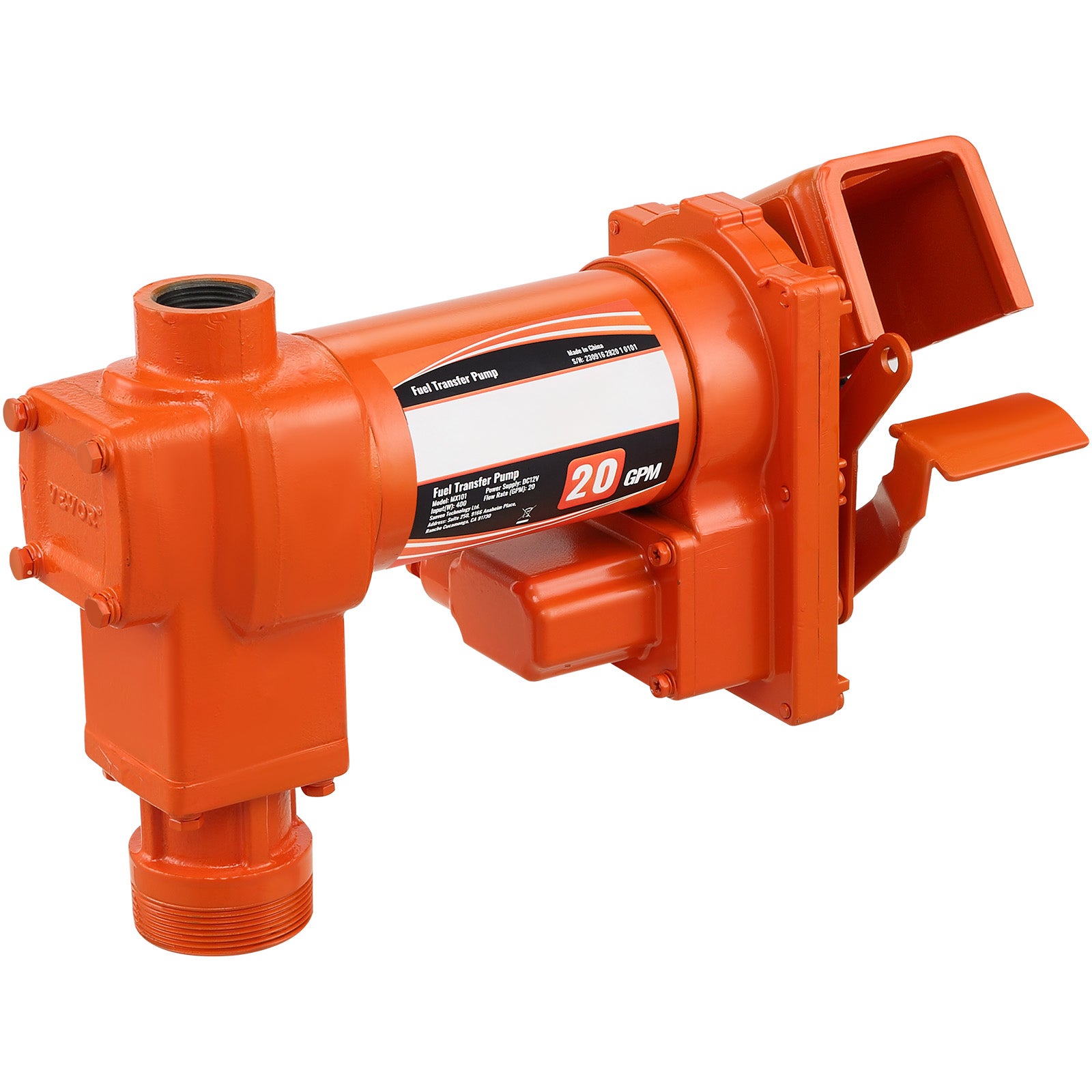 Fuel Transfer Pump, 12V DC 20 GPM 1/4 HP, Gasoline Extractor Pump with Automatic Nozzle, Discharge Hose & Suction Pipe for Gasoline, Diesel, Kerosene, Ethanol & Methanol Blends, and Biodiesel