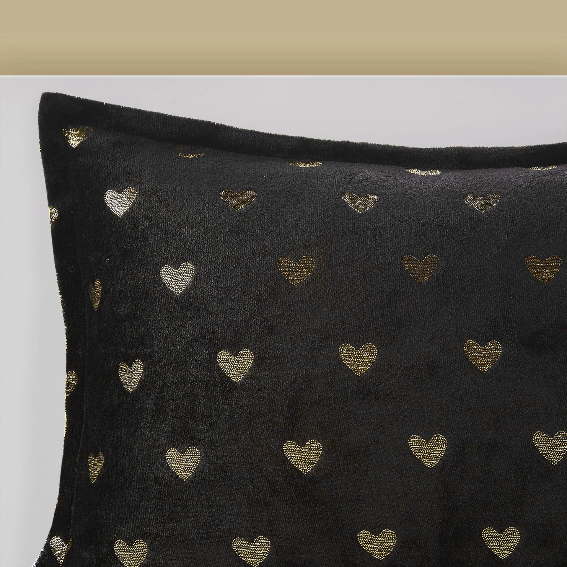 3 PCS Twin/Twin XL Metallic Printed Plush Comforter Set with Throw Pillow Black/Gold