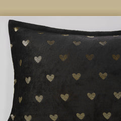 3 PCS Twin/Twin XL Metallic Printed Plush Comforter Set with Throw Pillow Black/Gold