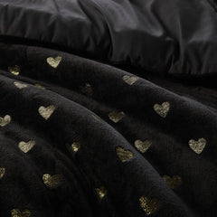 3 PCS Twin/Twin XL Metallic Printed Plush Comforter Set with Throw Pillow Black/Gold