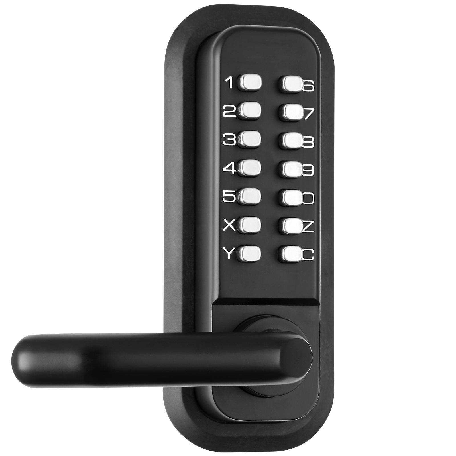 Mechanical Keyless Entry Door Lock, 14 Digit Keypad, Double-sided Embedded Outdoor Gate Door Locks Set with Handle and Keypad, Water-proof Zinc Alloy, Easy to Install, for Yard, Garden, Garage