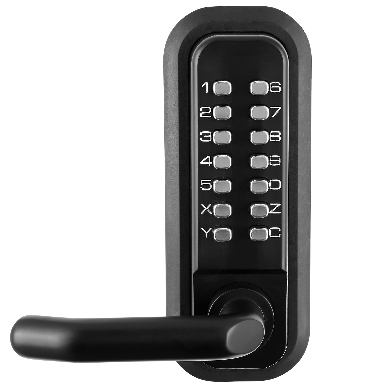 Mechanical Keyless Entry Door Lock, 14 Digit Keypad, Double-sided Embedded Outdoor Gate Door Locks Set with Handle and Keypad, Water-proof Zinc Alloy, Easy to Install, for Yard, Garden, Garage