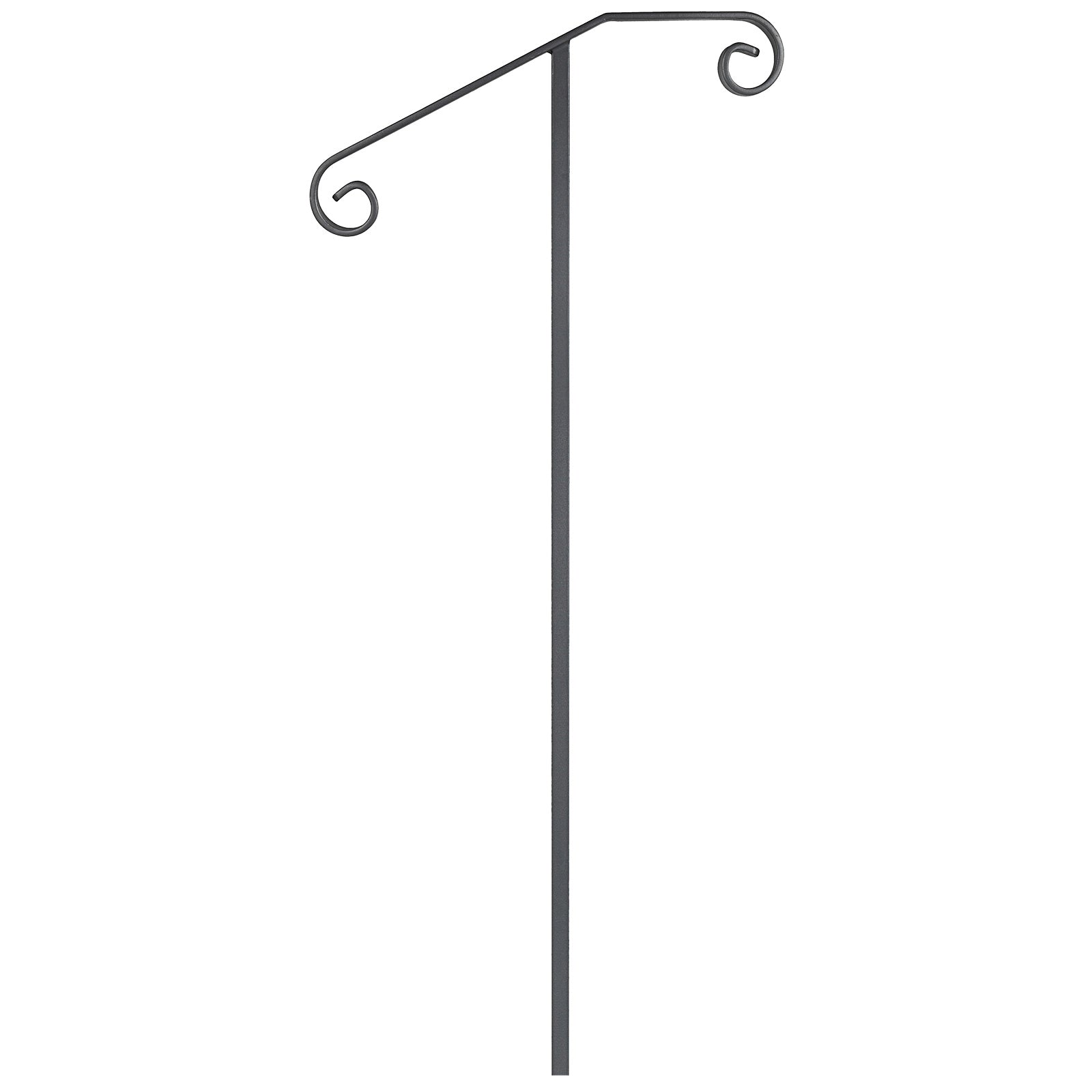 Single Post Handrail Wrought Iron Post Mount Step Grab Supports in Ground Long Post Fits 1 or 2 Steps Grab Rail Single Post Railing (Gray)